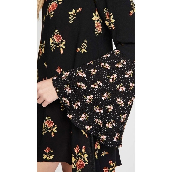 NWOT Free People Tate Floral print mock neck tunic mini dress open back bow L - Picture 4 of 12